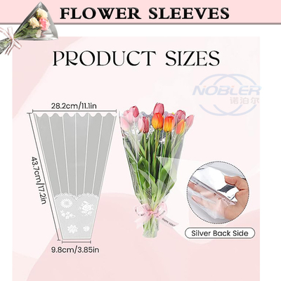 Le bouquet jetable de fleur de cellophane gaine les sacs de emballage en plastique avec le décor de dentelle