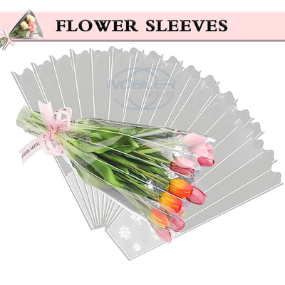 Le bouquet jetable de fleur de cellophane gaine les sacs de emballage en plastique avec le décor de dentelle