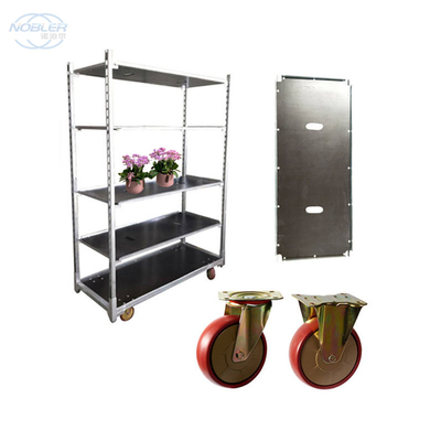L'exclusivité en plastique de supermarché d'étagère de chariot de fleur de chariot danois à main utilisent les chariots adaptés aux besoins du client