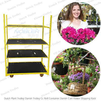 L'exclusivité en plastique de supermarché d'étagère de chariot de fleur de chariot danois à main utilisent les chariots adaptés aux besoins du client