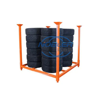 Le support orange pliant adapté aux besoins du client de stockage de pneu rayonne le métal pliable empilable