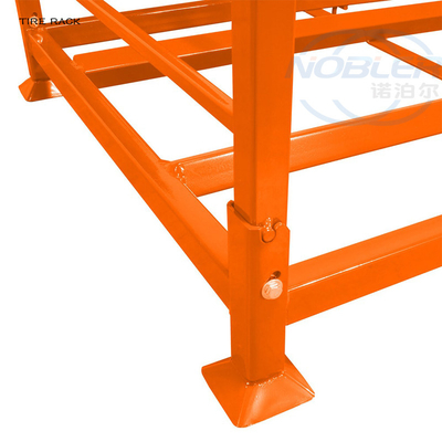 Le support orange pliant adapté aux besoins du client de stockage de pneu rayonne le métal pliable empilable
