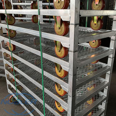 Chariot à fleurs danois galvanisé à chaud avec couche de maille nette et élément de panier de fleurs en acier