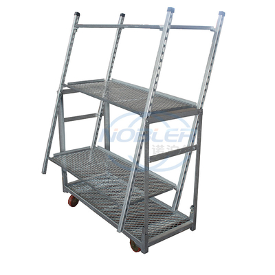 Container danois 1350 mm, chariot à fleurs standard plié et installé pour un roulement rapide