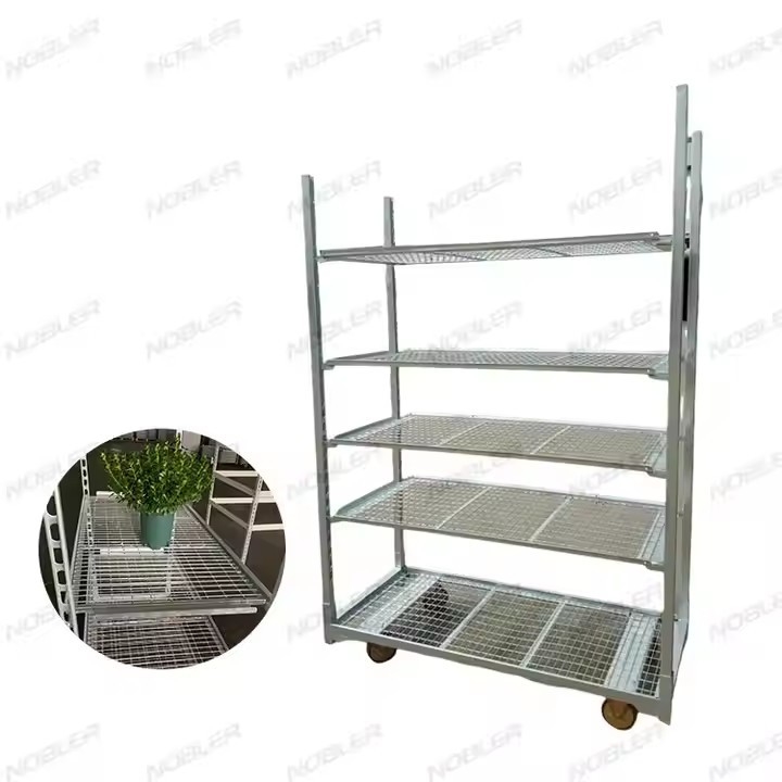 Chariot à fleurs hollandais pliable d'une capacité de 50 kg pour un stockage et un transport faciles des fleurs blanc argenté